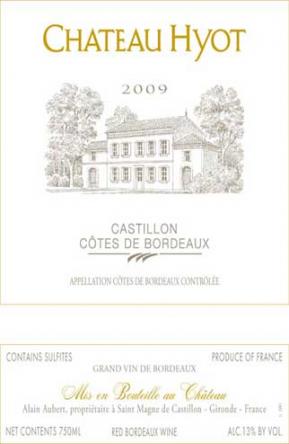 Ch�teau Hyot - C�tes de Castillon 2019 (750ml) (750ml)